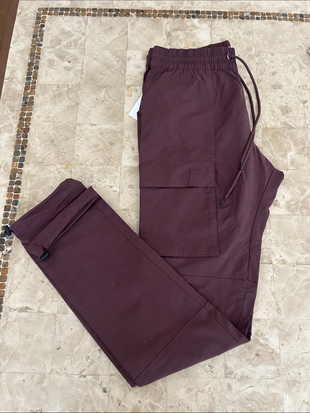 NWT PacSun Men's Burgundy Stretch Cargo Pants -Size Small